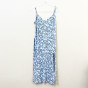 Reformation Crimini Slip Slit Dress In Azzurro